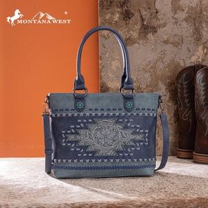 Montana West Western Tooled Aztec Concealed Carry Tote/Crossbody Jean